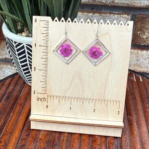 Handmade Resin Floral Earrings | Real Flower Jewelry | Stainless Steel Hooks